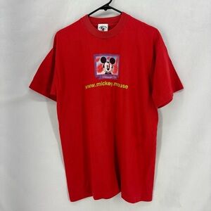 Vintage Mickey & Co Red Disney T-Shirt Mickey Mouse Graphic Internet Logo Large